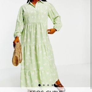 ASOS DESIGN curve maxi dress with pintucks in gingham print